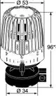 Thermostatkopf mit montiertem Direktanschluss für Danfoss RAV-Ventile, gefertigt von IMI Hydronic Engineering. Zeigt eine runde Form und zahlreiche Einstellmöglichkeiten.